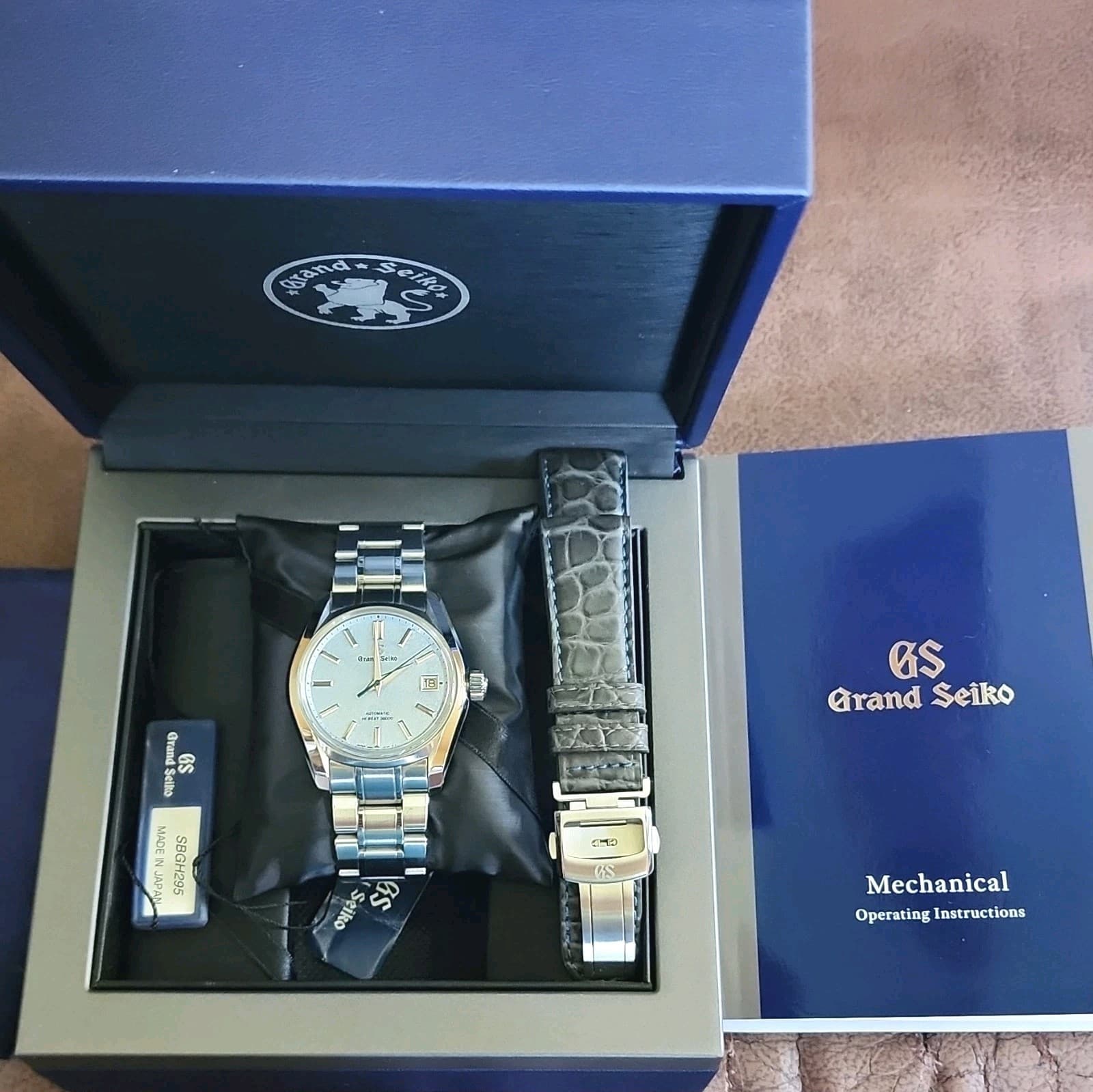 Grand Seiko SBGH295 Automatic Silver Dial SS Date w/ Box Papers Manual Strap