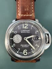Panerai Luminor Marina Anthracite Men's Brown Leather Strap Watch - PAM00086