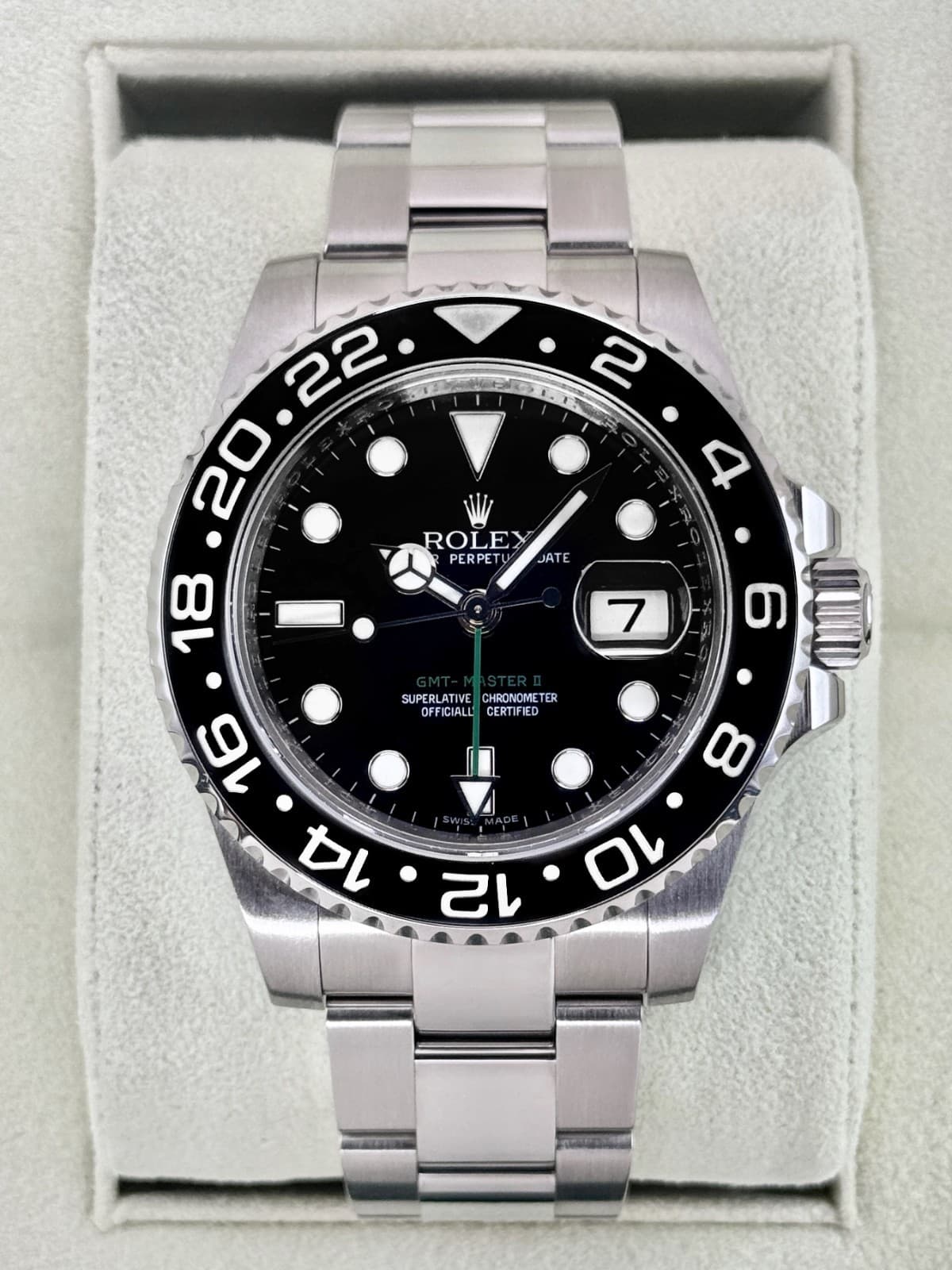 2007 Rolex GMT-Master II 40mm 116710LN Stainless Steel Black Dial (Rolex Service
