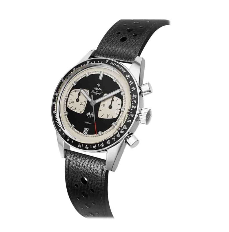 YEMA Rallygraf Reverse Panda Steel Hybrid Mechanical Quartz Leather Men's Watch