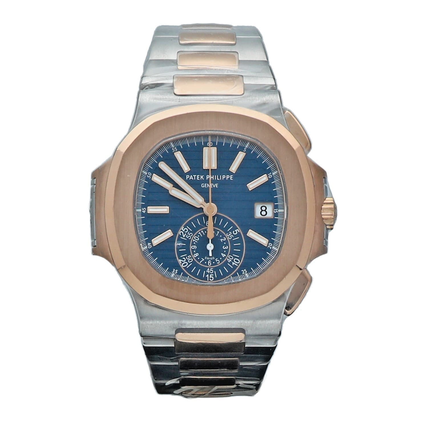 Patek Philippe 5980/1AR Nautilus Chrono 18k Rose Gold/Steel Blue Dial Auto Watch