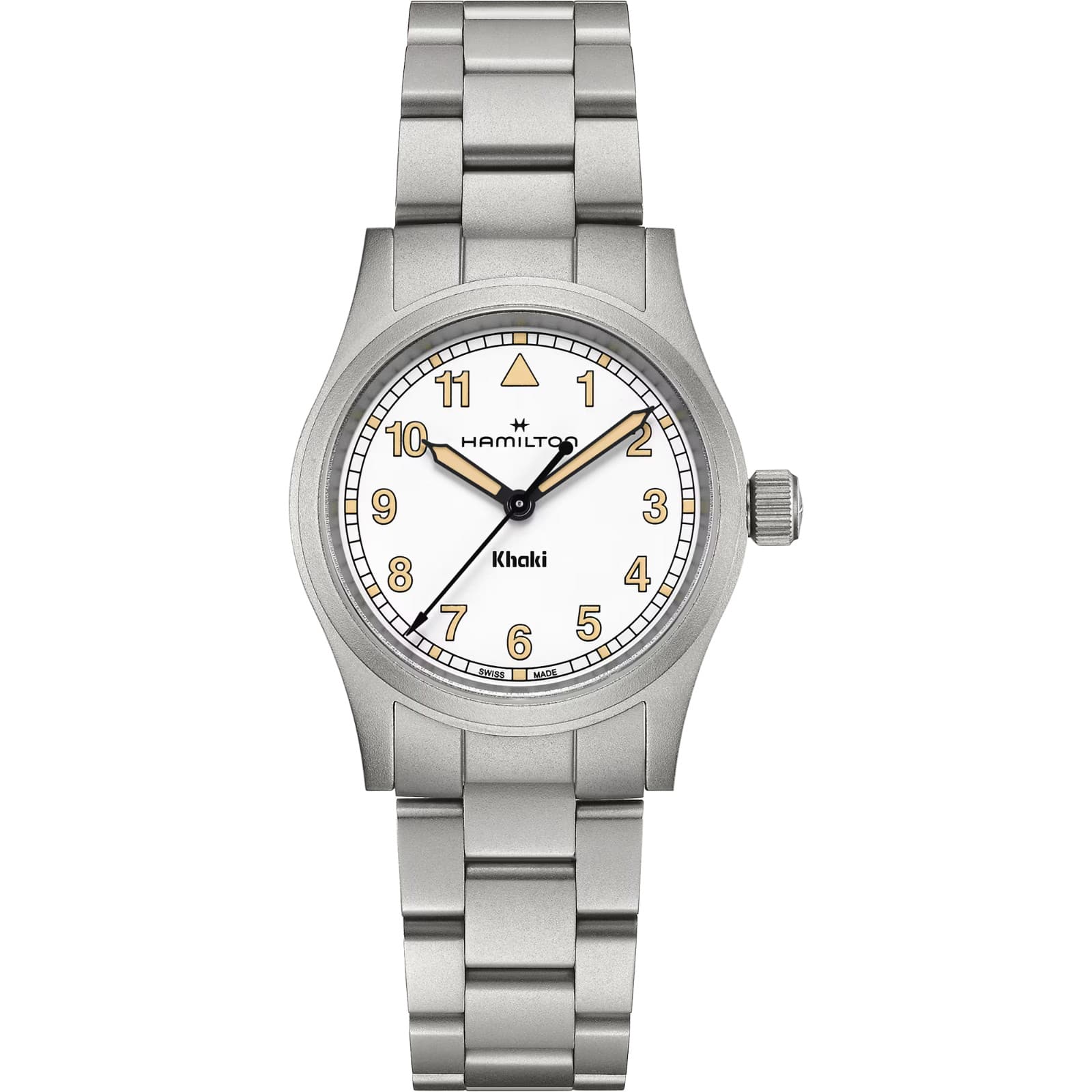 Hamilton Khaki Field Quartz ST Steel 33mm White Dial Band Womens Watch H69301110