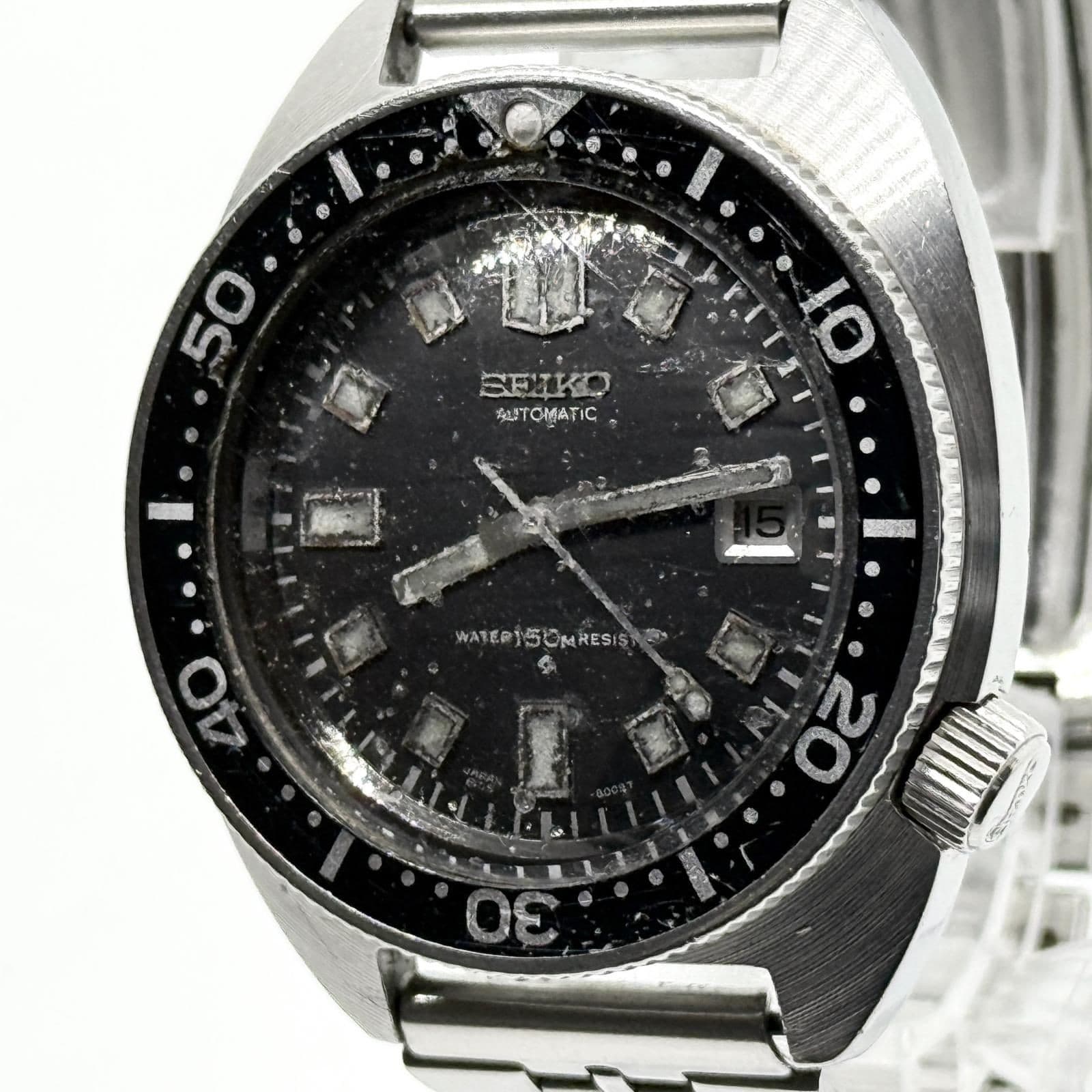 SEIKO Second Diver 6105-8000 Black AT Men's Watch Working