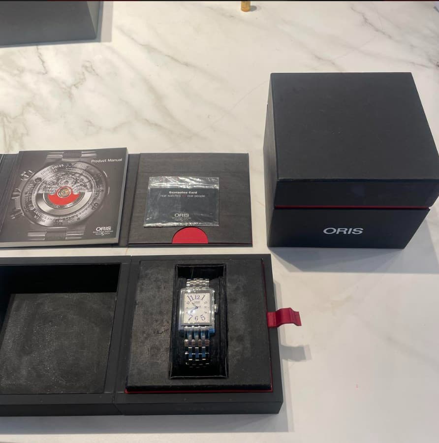 ORIS Rectangular Men's Watche Automatic Stainless Steel Silver Dial w/Box