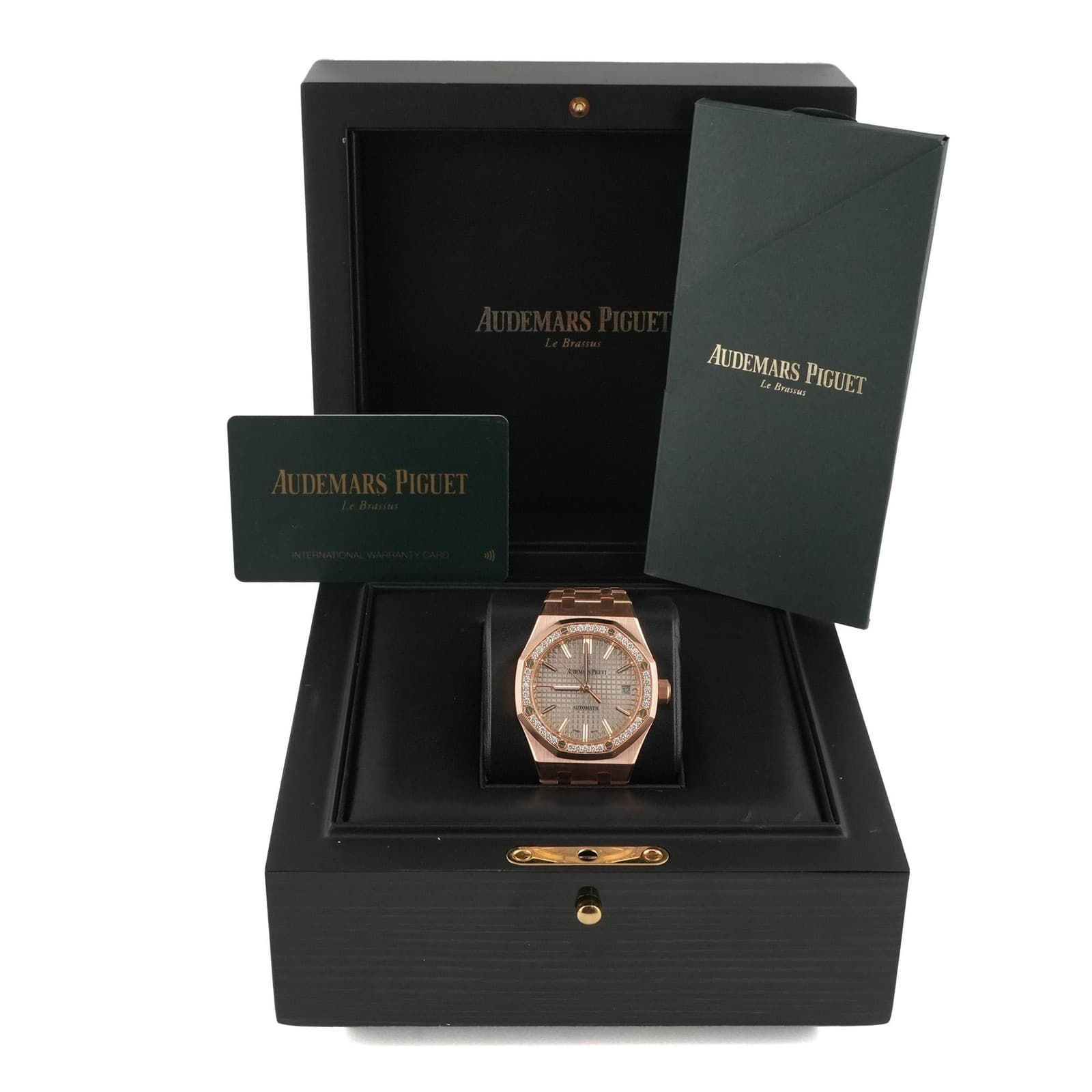 Audemars Piguet Royal Oak 37mm 18K RG Diamond Bezel White Dial Box & Papers 2017