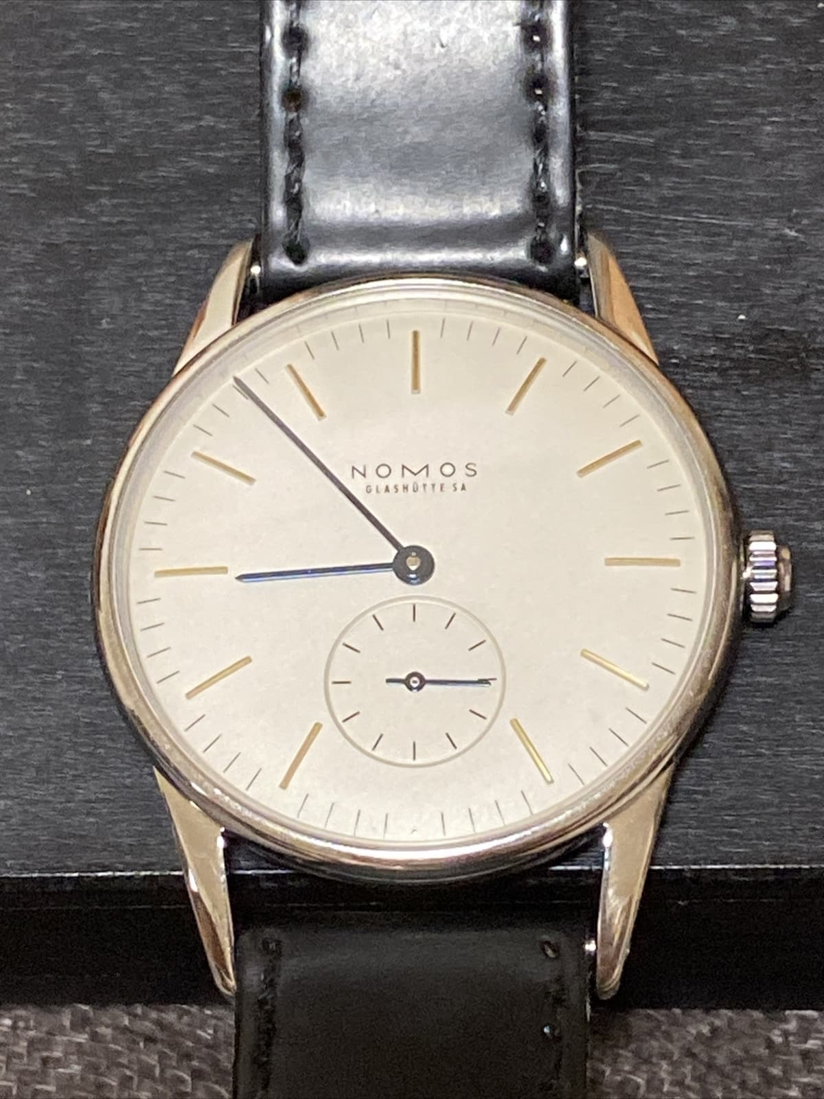 NOMOS Glashütte Orion OR117 Alpha Manual Wind 35mm Steel Box Papers Germany