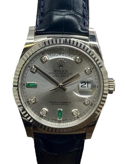 Rolex President Day Date 36mm RARE 118139 Silver Diamond Dial Automatic Men's Wa