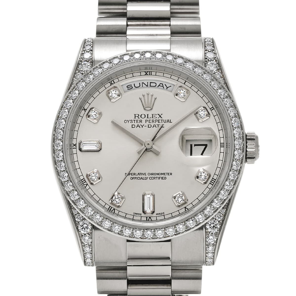 ROLEX Day-Date 36 118389A Silver/diamond WATCH 736237