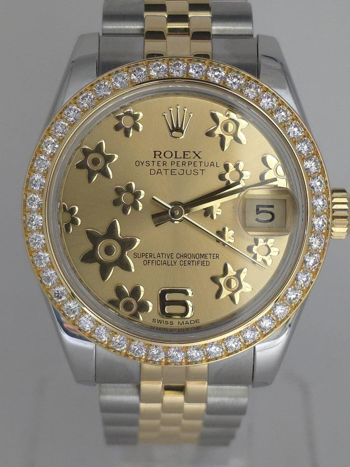 2011 Rolex Datejust 31 178383 Champagne Floral Dial on Jubilee Complete