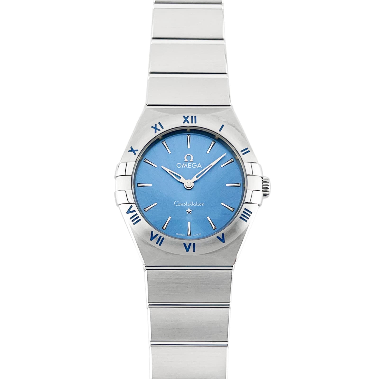 Omega Constellation 28mm quartz blue dial ref. 131.10.28.60.03.001, box & papers