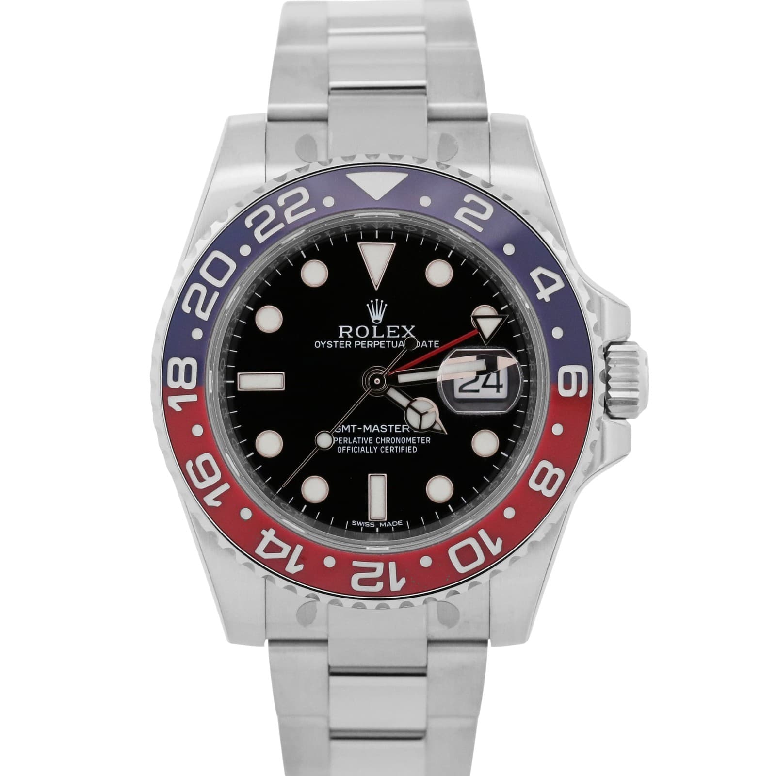 NOS STICKERED 2014 PAPERS Rolex GMT-Master II PEPSI 18K Gold 116719 BLRO BOX