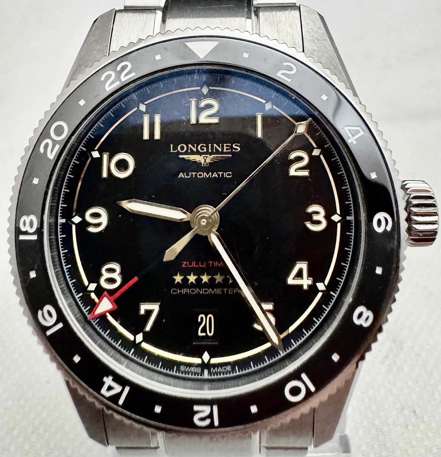 Longines Spirit Zulu Time 39mm Titanium GMT - L3.802.1.53.6