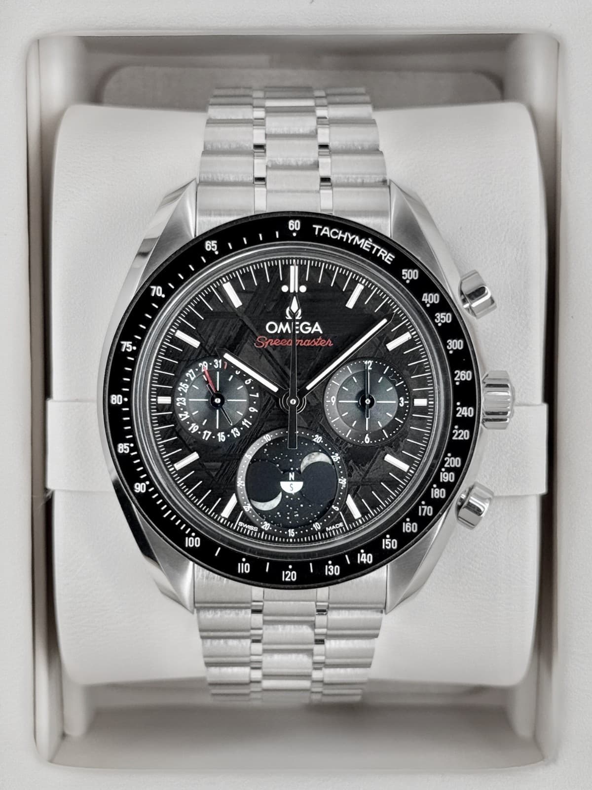NEW 2026 Omega Speedmaster Moonphase 43mm 304.30.43.52.01.001 Meteorite Dial