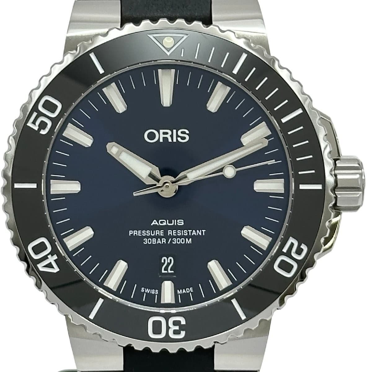ORIS Aquis Date 01 733 7730 4135-07 4 24 64EB Blue Stainless Steel Watch Men's
