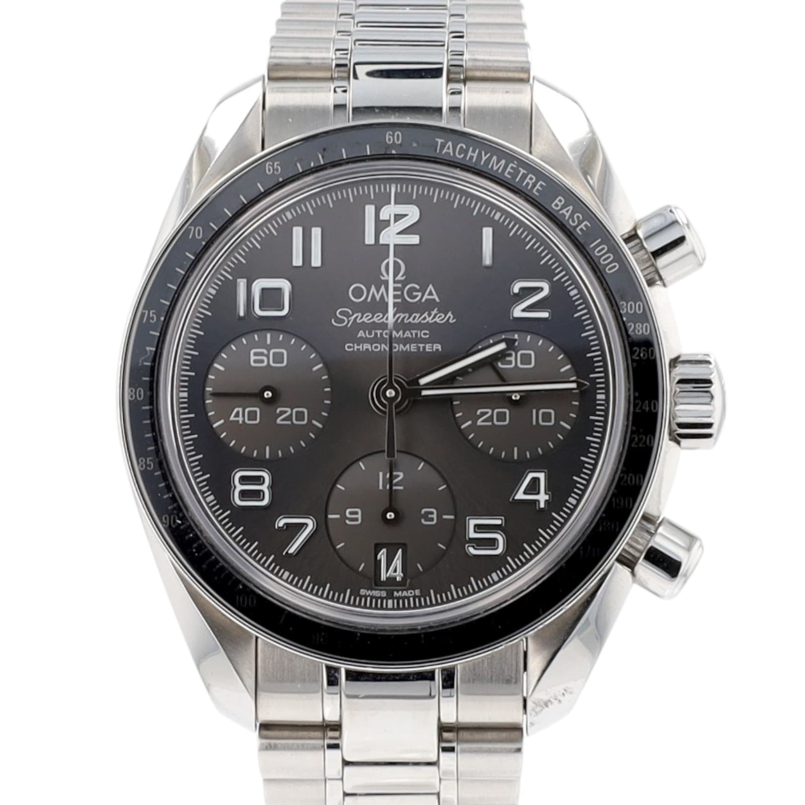 Omega Speedmaster 324.30.38.40.06.001 38mm Gray Chrono Steel Auto Watch w/ Cert