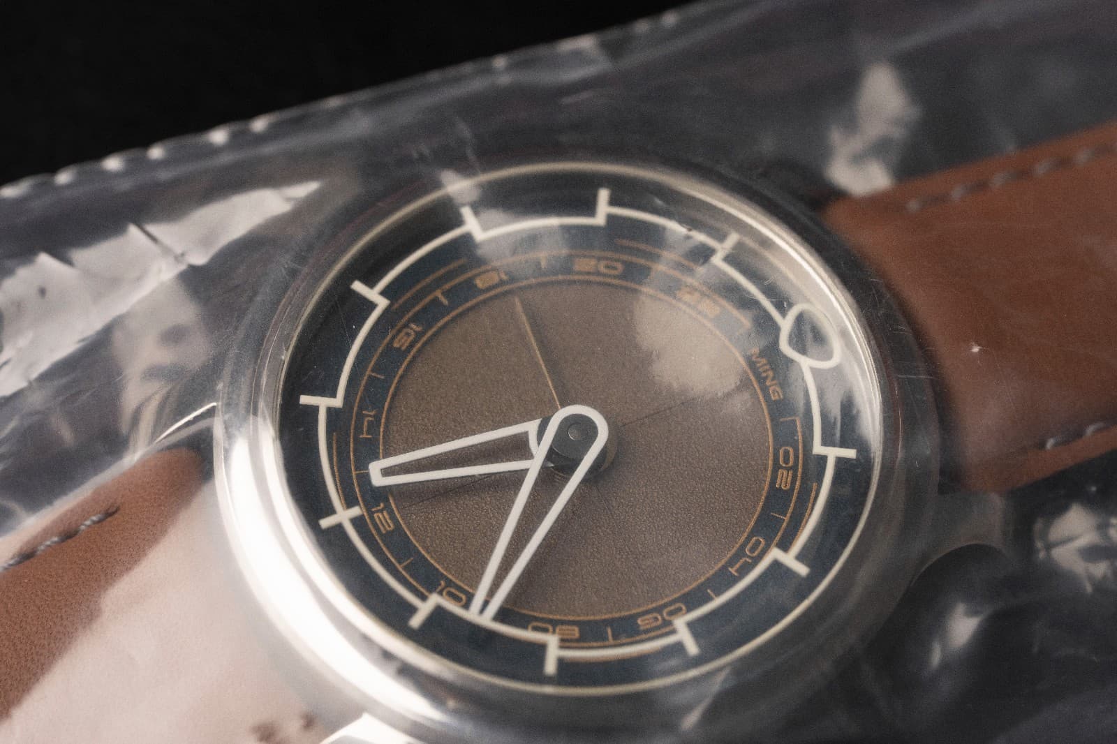 *Rare* NEW Ming GMT Gilt Brown Dial 38mm Titanium Ltd Ed Watch 22.01 w/ B&P