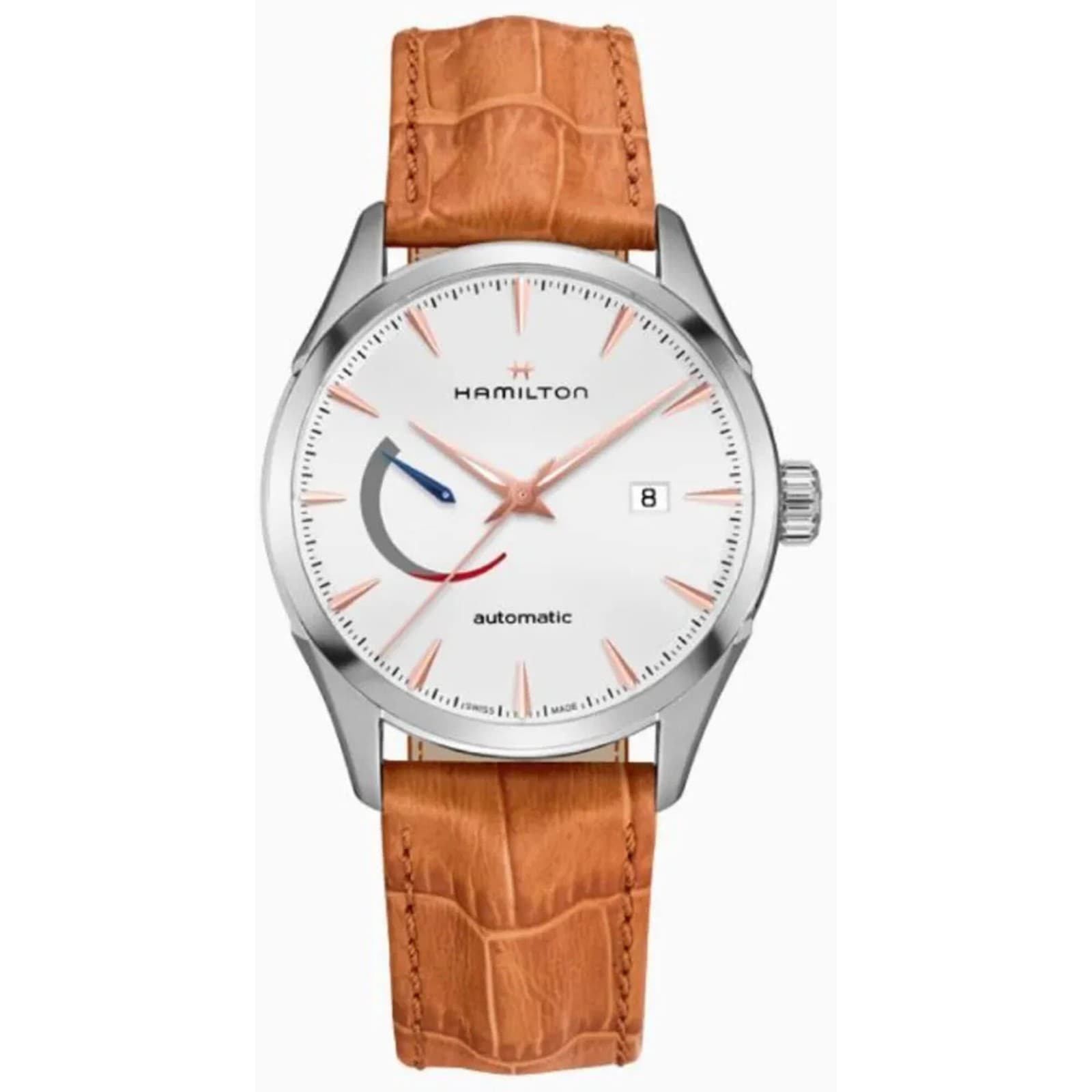 Hamilton Men's Watch Jazzmaster Automatic White Dial Brown Strap Date H32635511