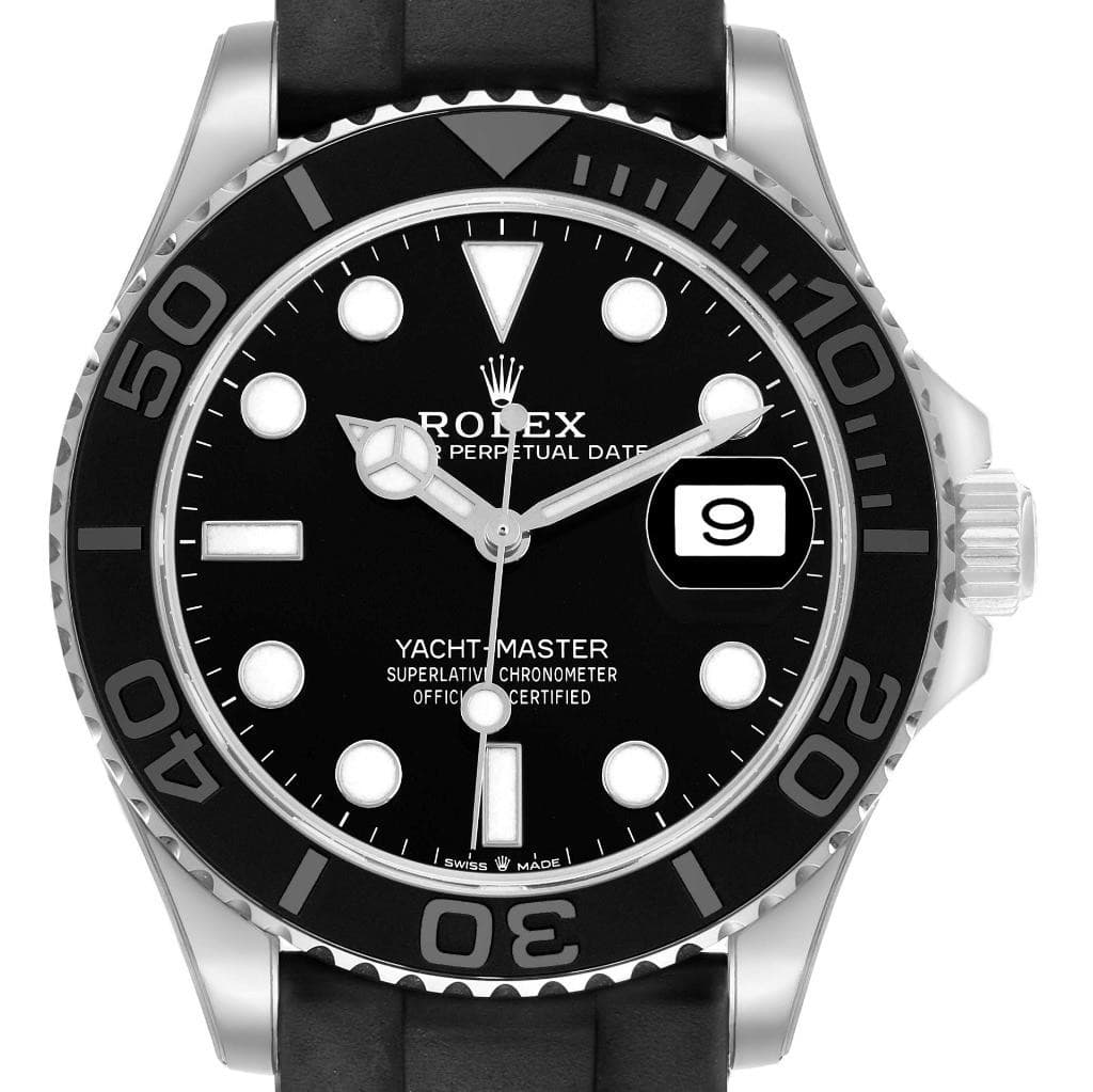 Rolex Yachtmaster White Gold Oysterflex Bracelet Mens Watch 226659 Box Card
