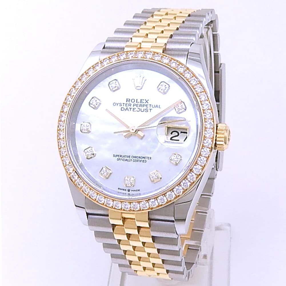 Rolex Datejust Yellow Gold Steel Jubilee Mother of Pearl Men's Watch 126283RBR