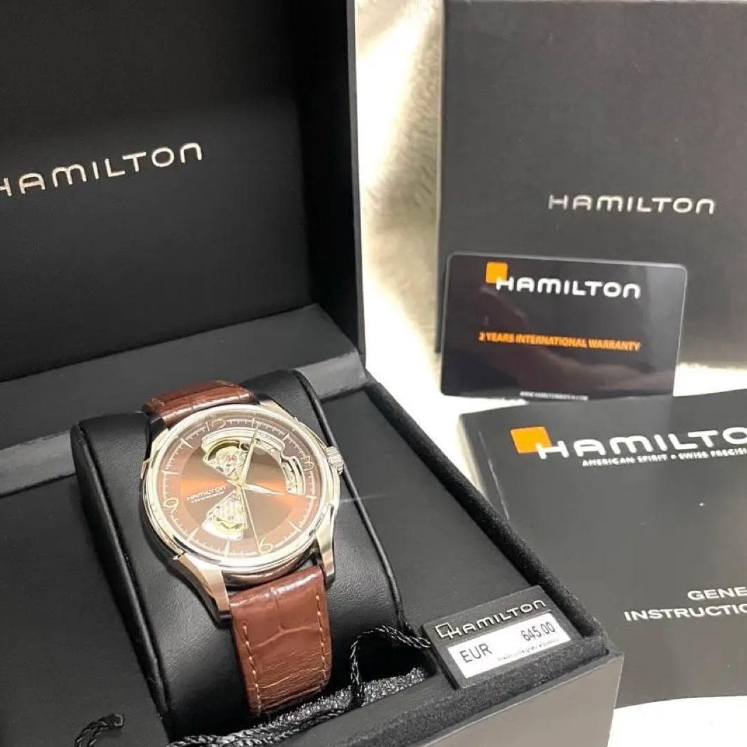 Rare Hamilton Jazzmaster Open Heart Automatic Watch Brown H32565595
