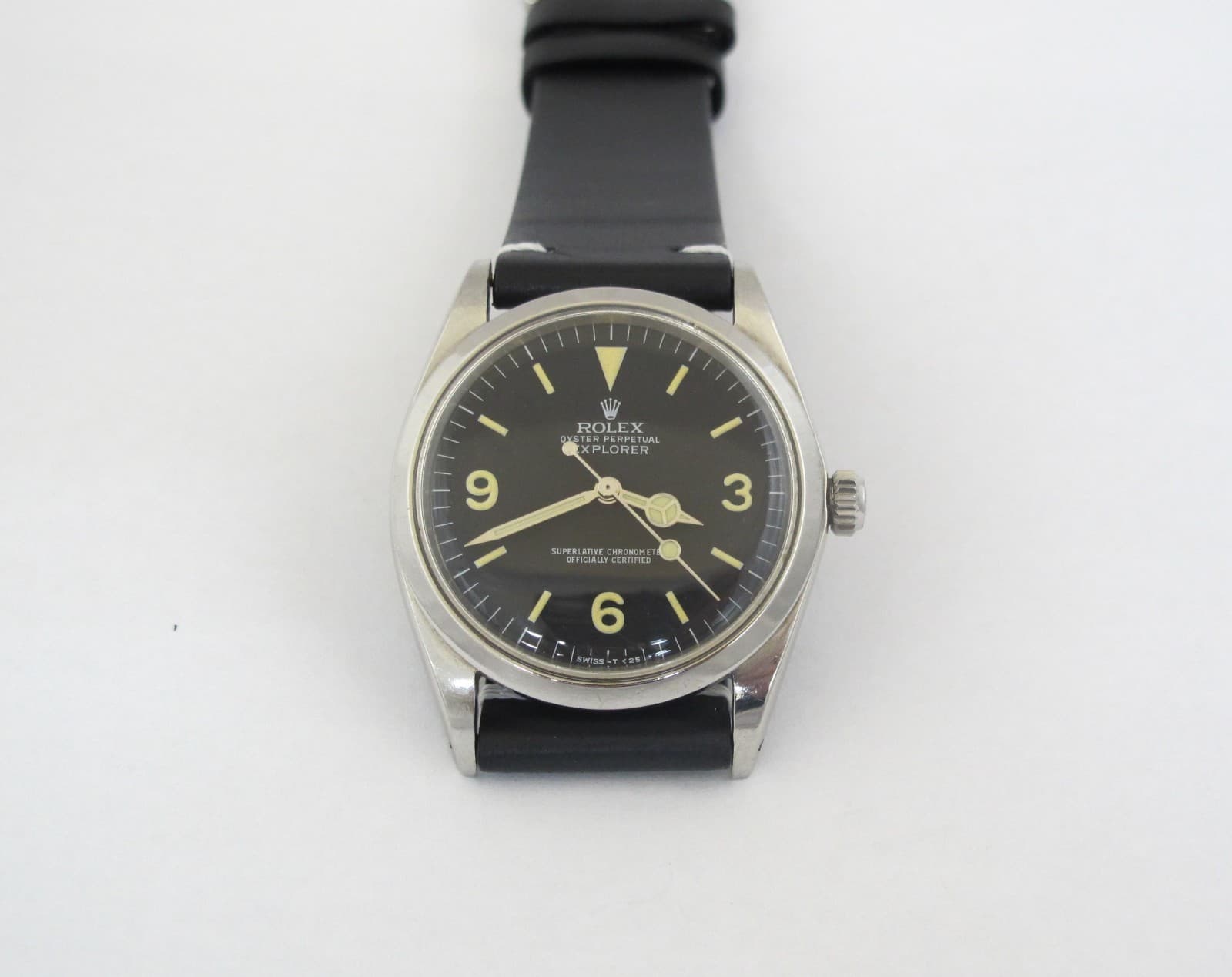 ROLEX VINTAGE MENS S/STEEL 36MM REF.1018 W/BLACK REFINISH EXPLORER DIAL & HANDS