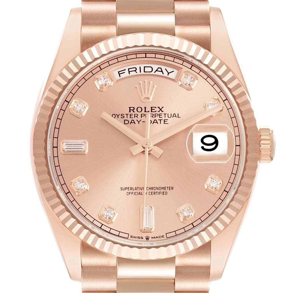 Rolex President Day-Date Rose Gold Diamond Dial Mens Watch 128235
