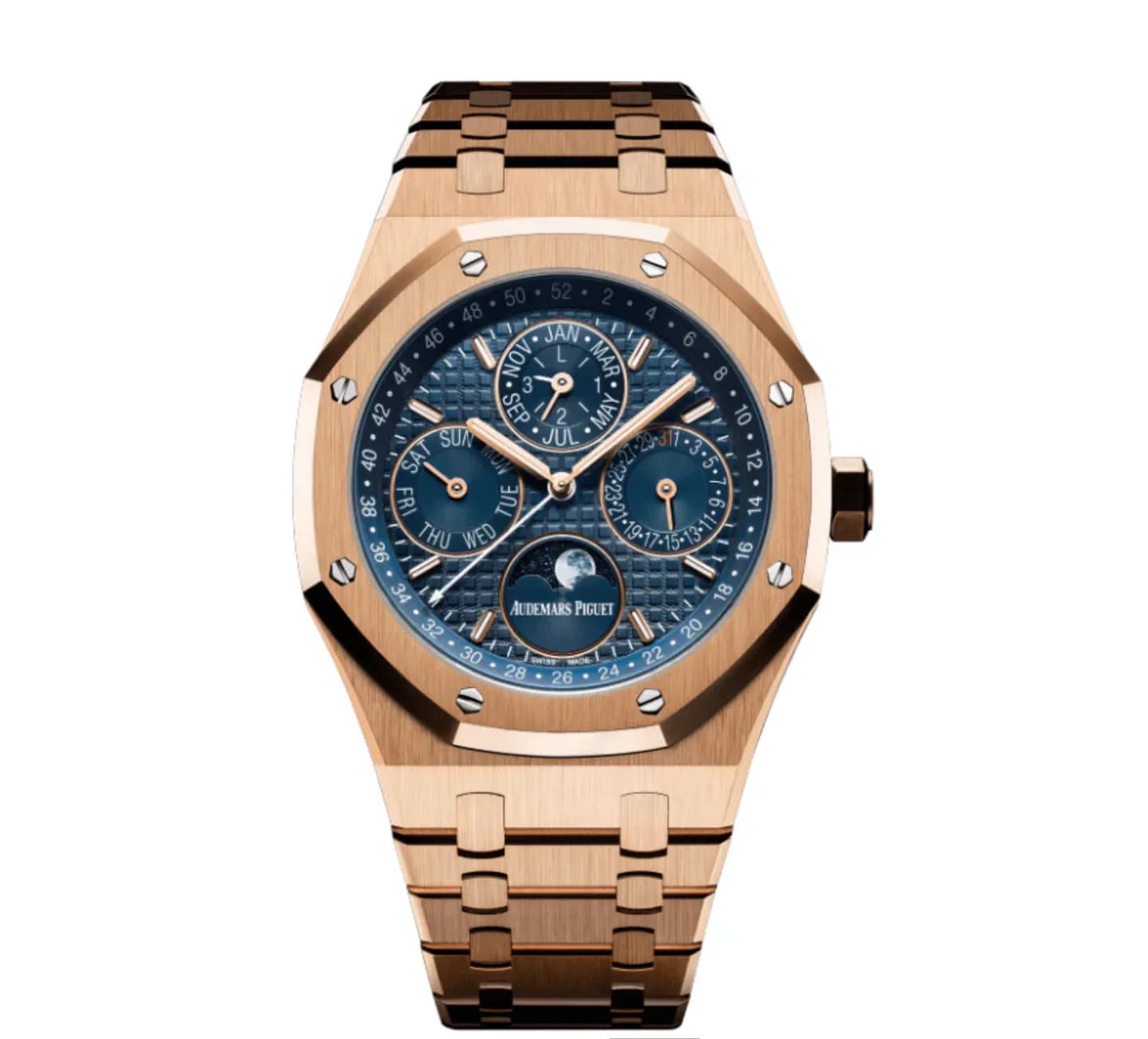 Audemars Piguet Royal Oak 41MM Perpetual Calendar Blue Dial Rose Gold- 26574OR