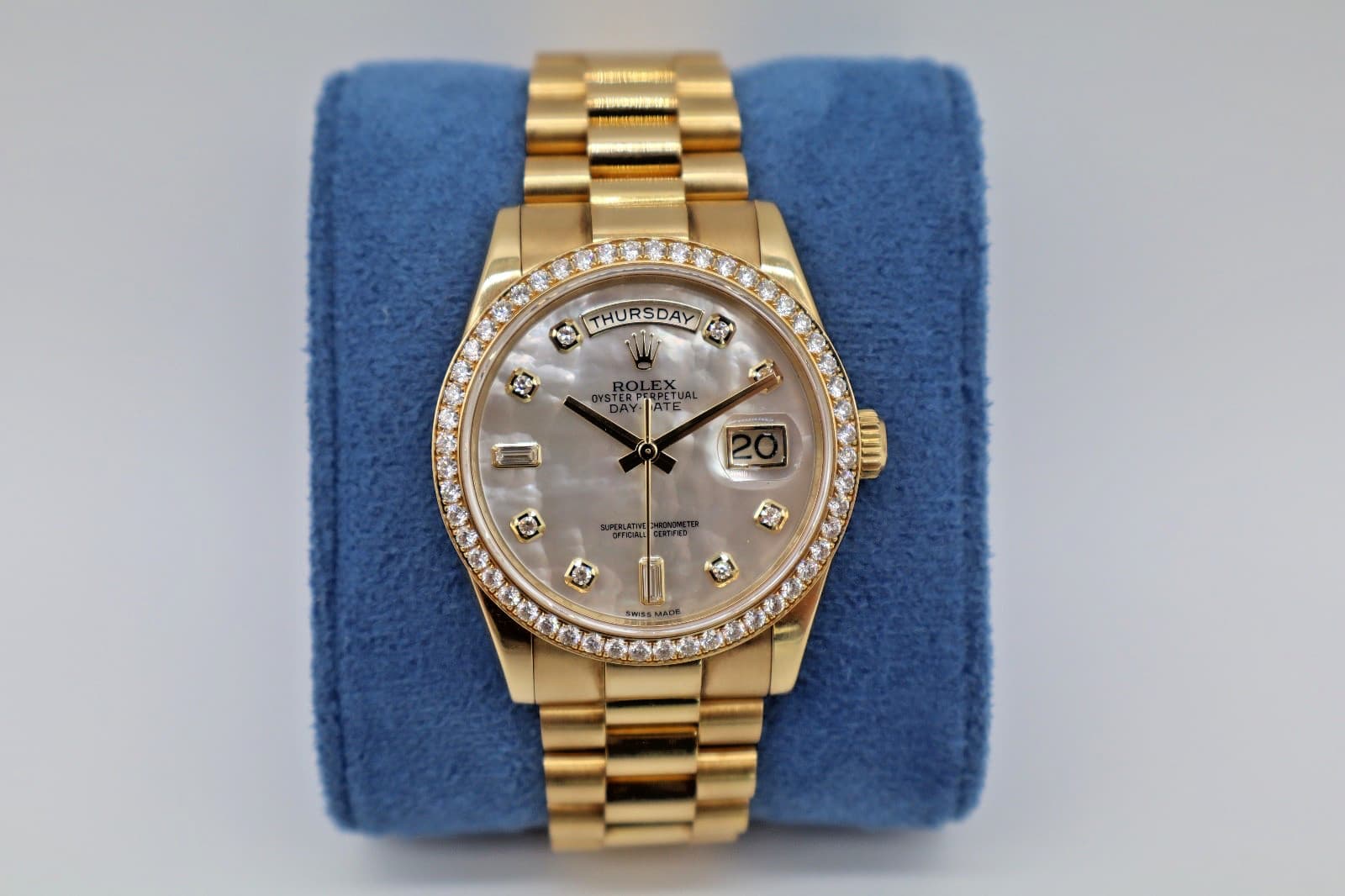 Rolex Day-Date 118208 18K Gold Diamond Bezel MOP President