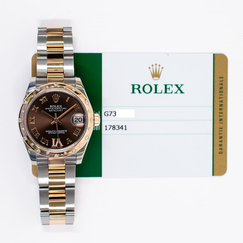 2017 Rolex Datejust 31, 178341, 31mm, Chocolate Roman VI Diamond Dial, Oyster...