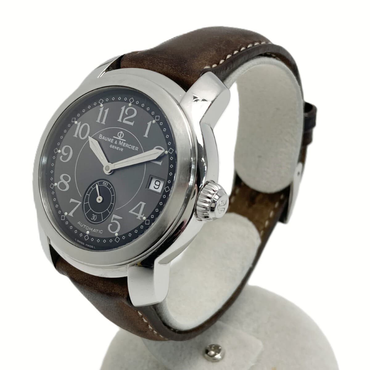 BAUME & MERCIER Capeland MV045221 Gray Men's Watch Automatic Brown Band Auth
