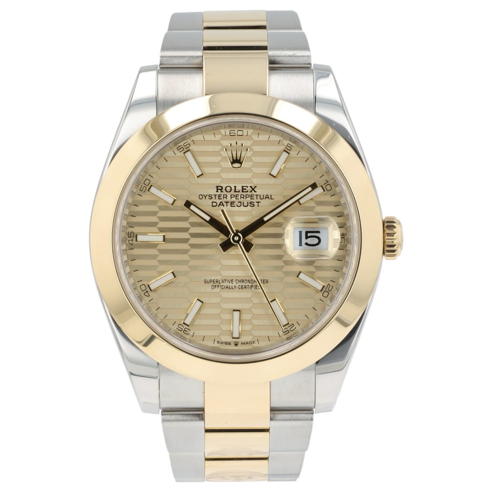 Rolex Datejust Champagne Motif Dial 18k Yellow Gold & Steel 41mm Mens 126303