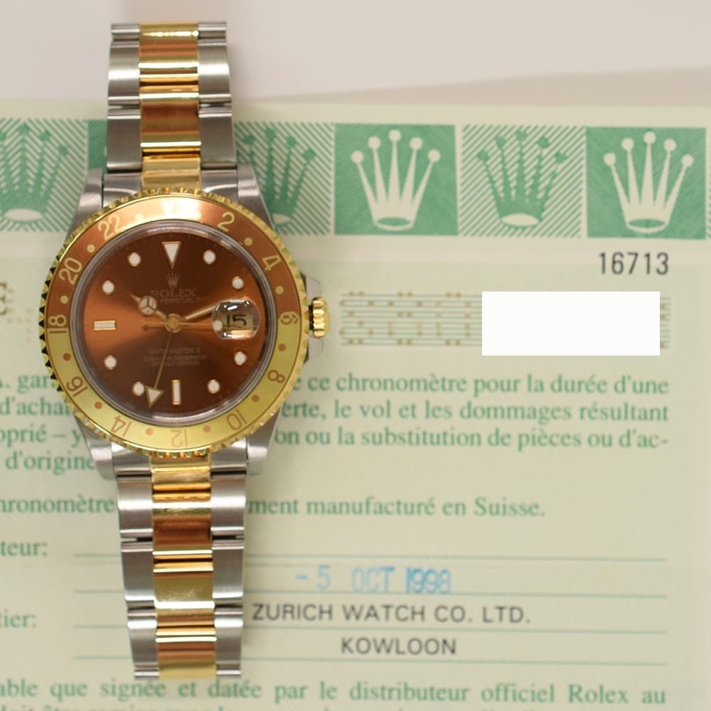 1998 Rolex GMT-Master II, 16713, 40mm, Chocolate Dial, Oyster Bracelet, Box &...