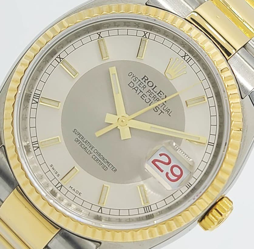 Rolex Datejust 36mm W/ Silver Tuxedo Dial 116233 18K YG & SS Complete 2019