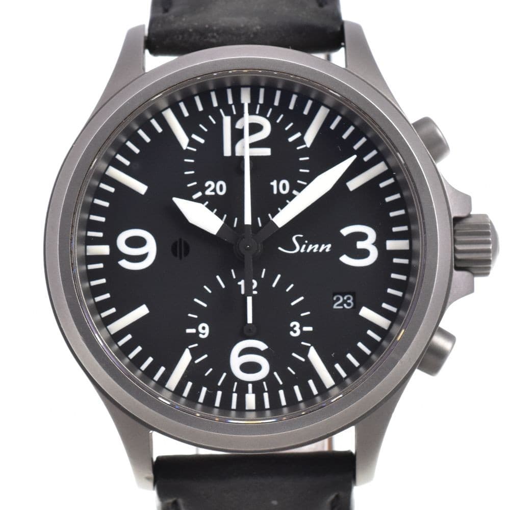 Sinn 756 Chronograph 200m Automatic Men's Watch Black Dial SS Leather Strap