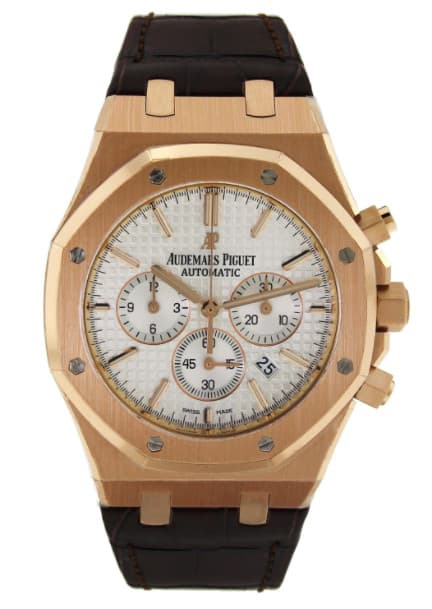 Audemars Piguet Royal Oak Chronograph Rose 41MM White Dial Leather - 26320OR