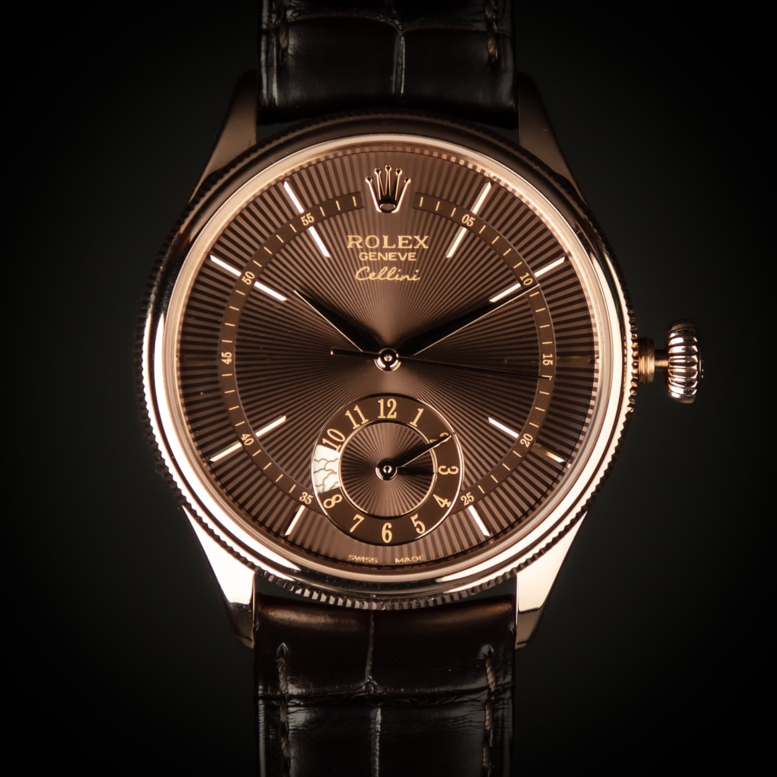 Rolex Cellini Time 50525 39MM 18K Everose Gold Brown Dial Full Set