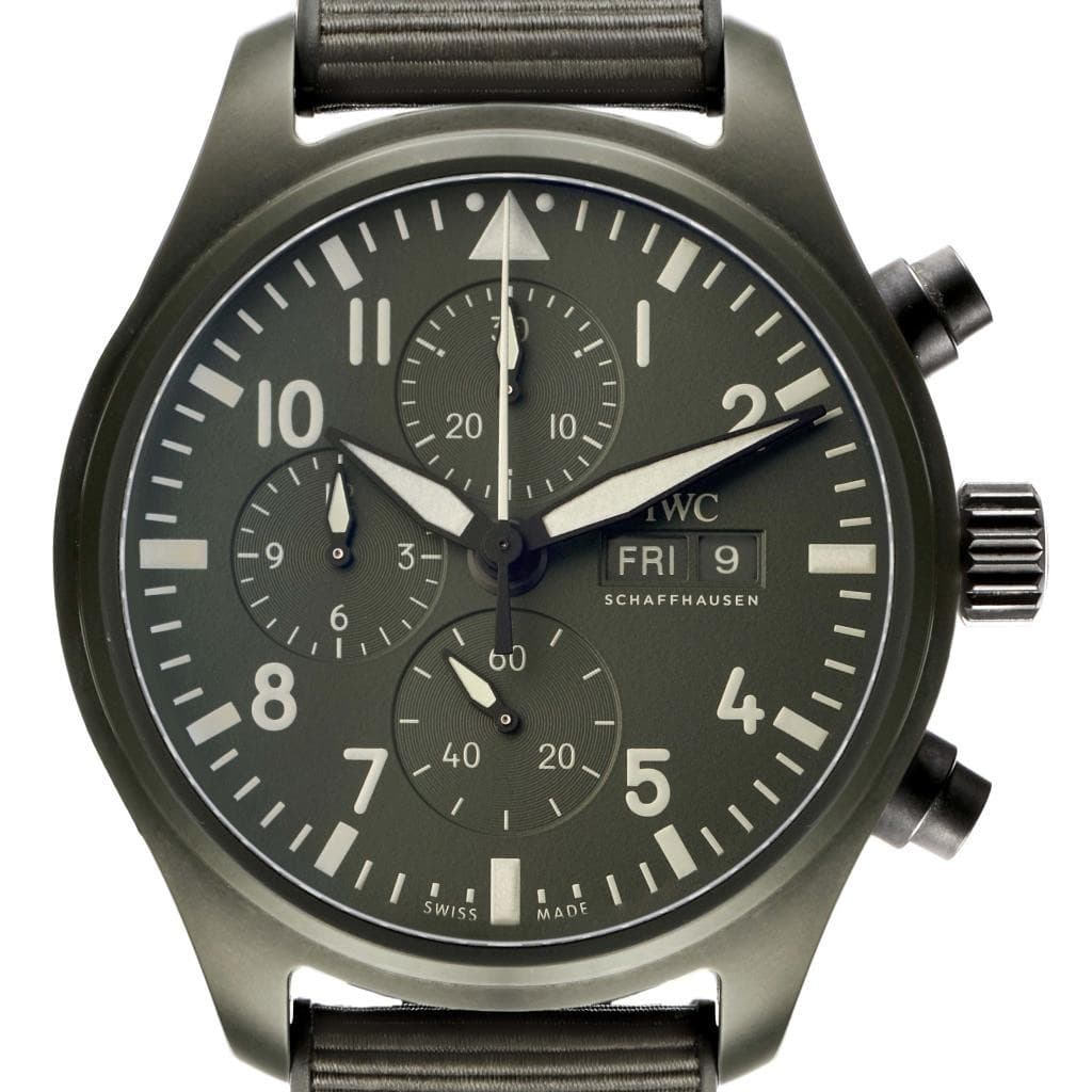 IWC Pilot Top Gun Chronograph Green Ceramic Green Dial Mens Watch IW389106 Card