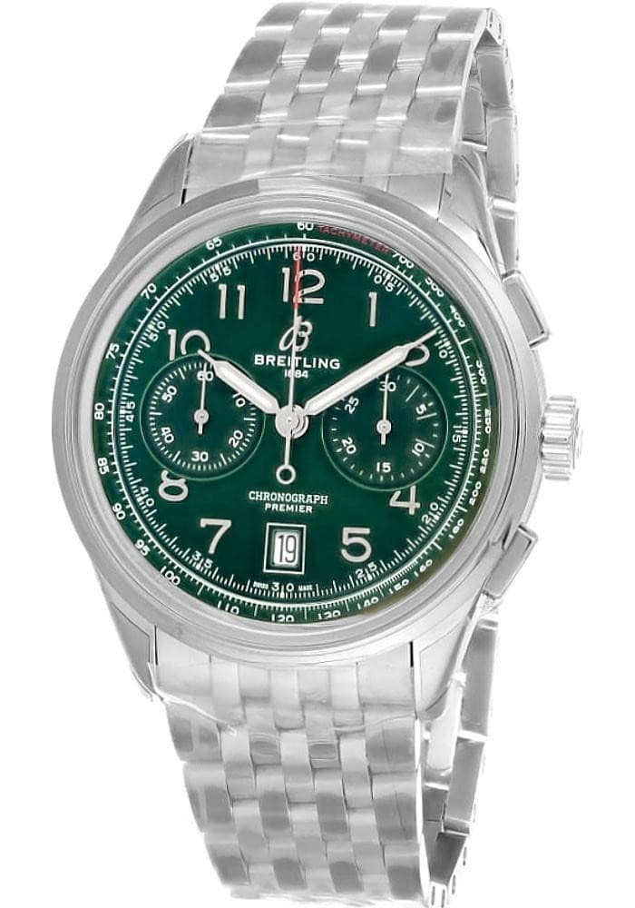 New Breitling Premier B01 Chronograph 42 Green Dial SS Men's Watch AB0145371L1A1