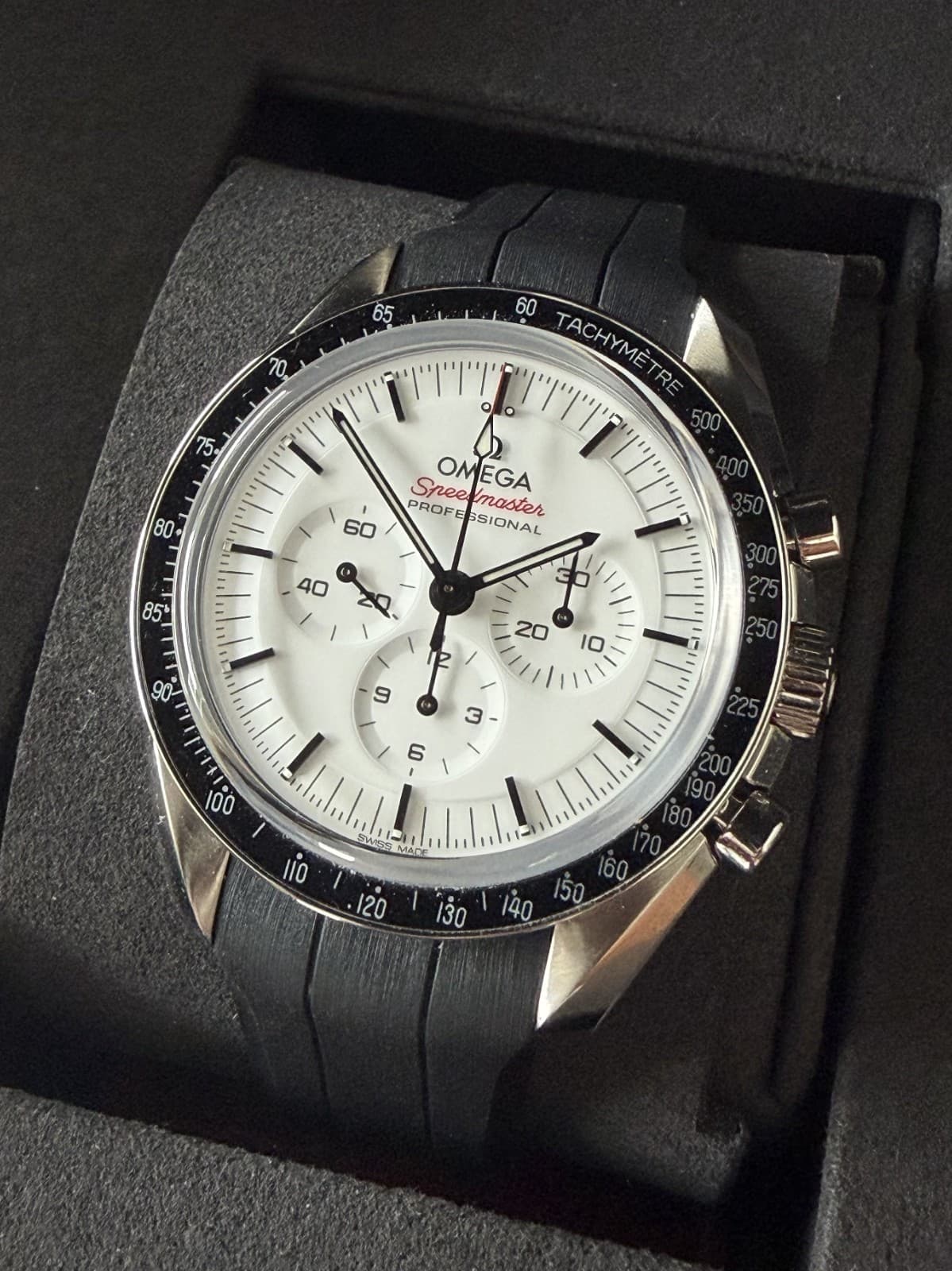 2026 Omega Speedmaster Professional Moon Watch 42mm White Dial Black Strap Men's