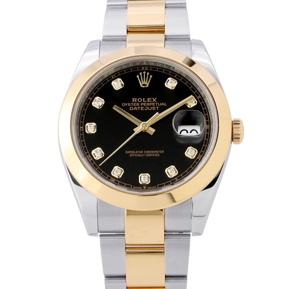 ROLEX Datejust 41mm Steel 18K Yellow Gold Black Dial 126303G