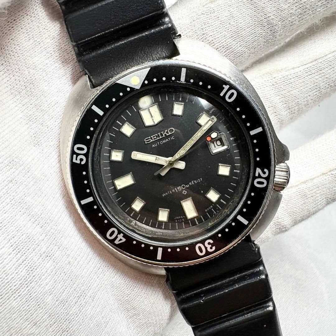 SEIKO 6105-8110 Second Diver Automatic 150M Black Dial 1976 Uemura Vintage Watch