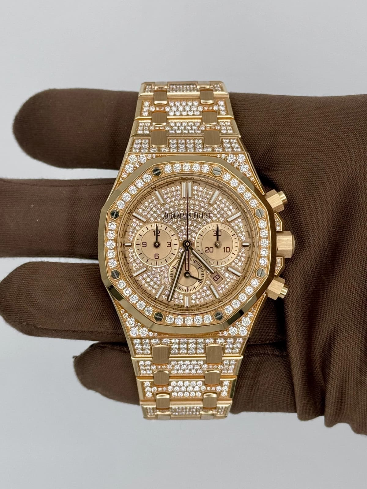 Audemars Piguet Royal Oak Chrono 41mm Rose Gold Diamond 26322OR Box Card