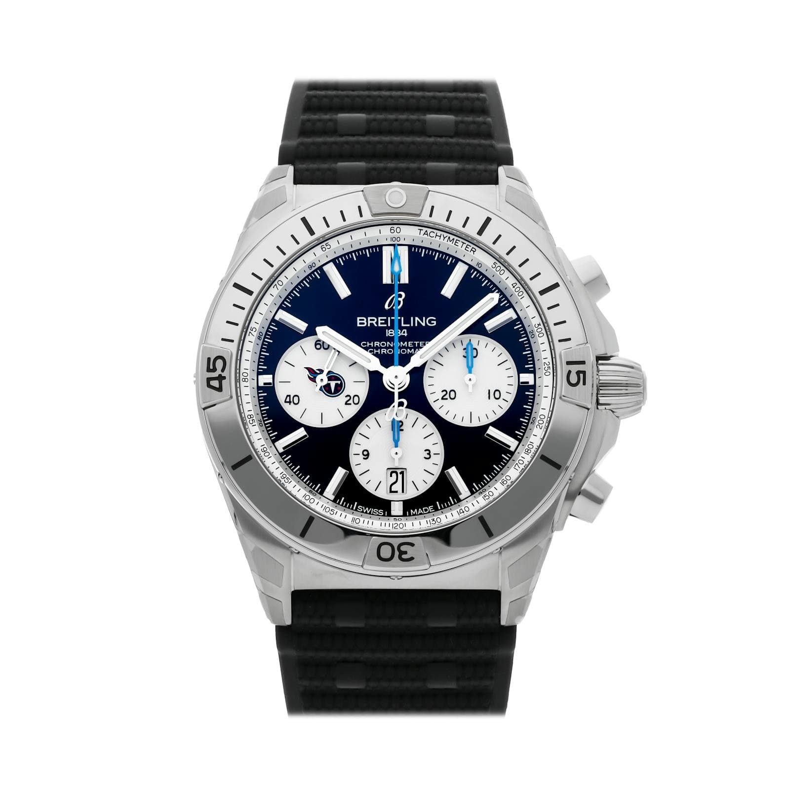 Breitling Chronomat B01 NFL Tennessee Titans Steel Auto 42mm Strap AB01342B1C6S1