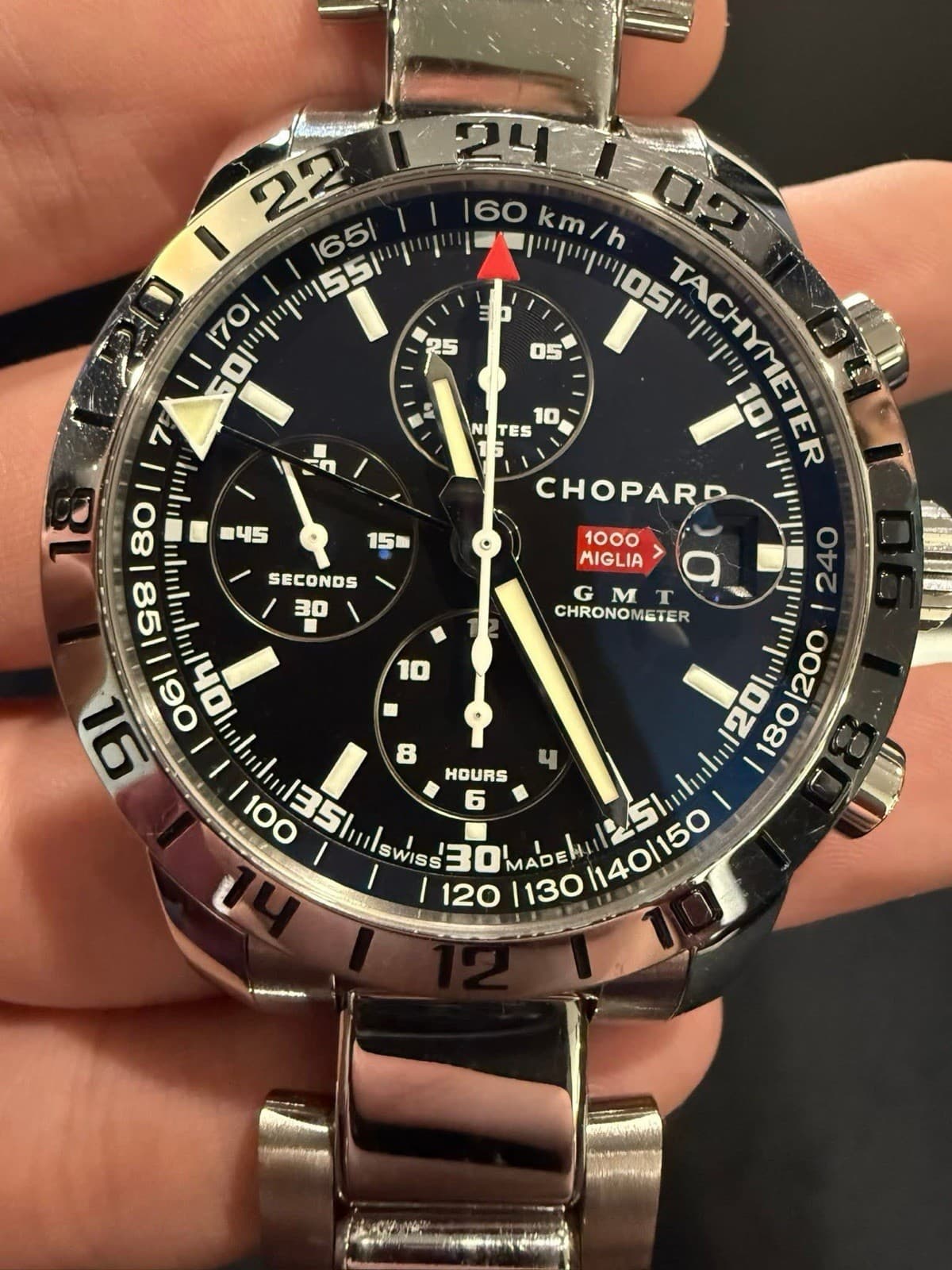 Chopard Mille Miglia Chronograph GMT- With Desirable Black Dial and bracelet!