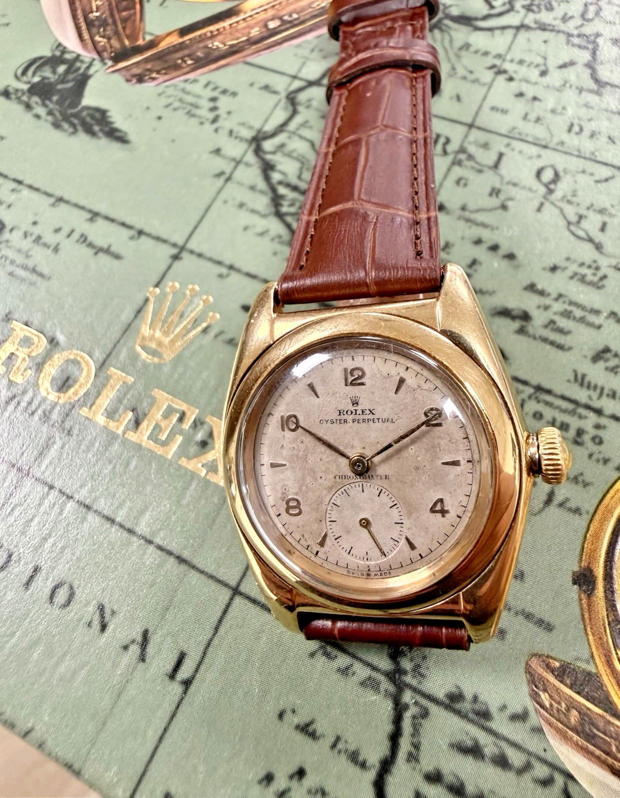 Vintage Rolex Bubbleback Ref 3131 14k Solid Yellow Gold Oyster Perpetual 32mm