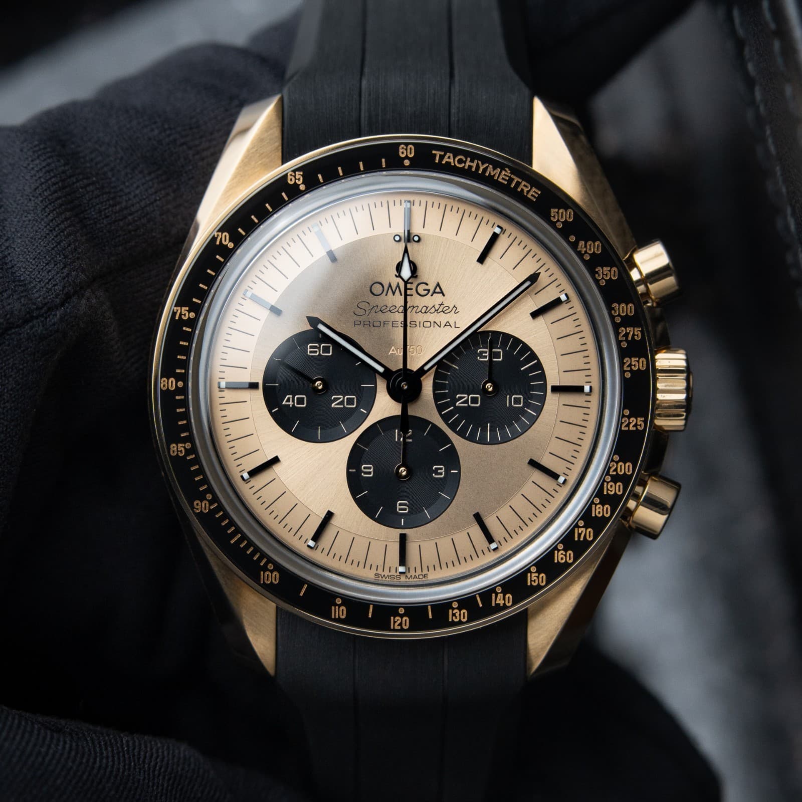Omega Speedmaster UNWORN 5/2026 Moonwatch Pikachu Yellow Gold Chronograph Watch
