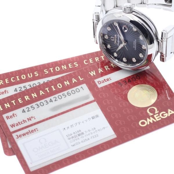 OMEGA De Ville Ladymatic 425.30.34.20.56.001 34mm SS Black Dial Watch #C4661