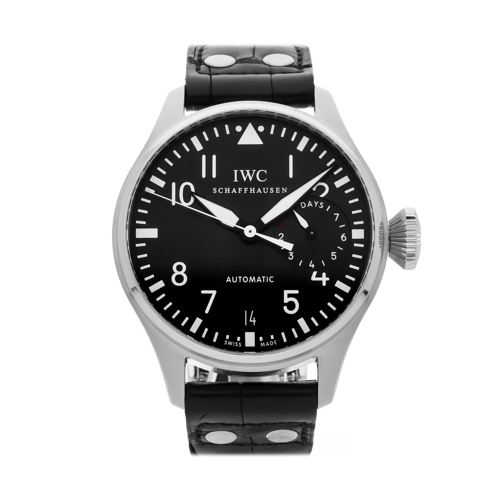 IWC Big Pilot Steel Auto 46mm Black Dial Strap Watch IW5004-01