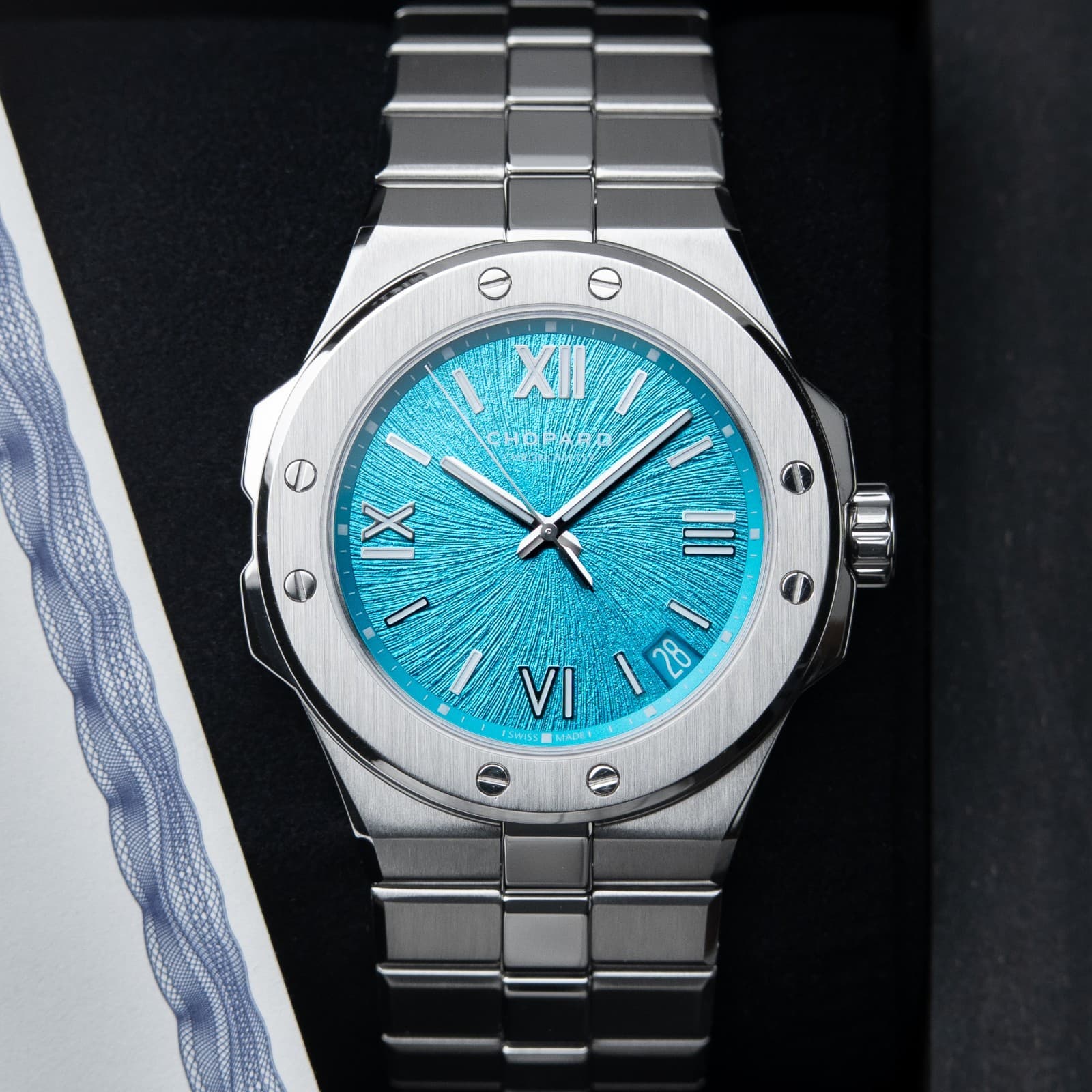 Chopard Alpine Eagle Large 41 RARE Maritime Blue Turquoise Bracelet Date Watch