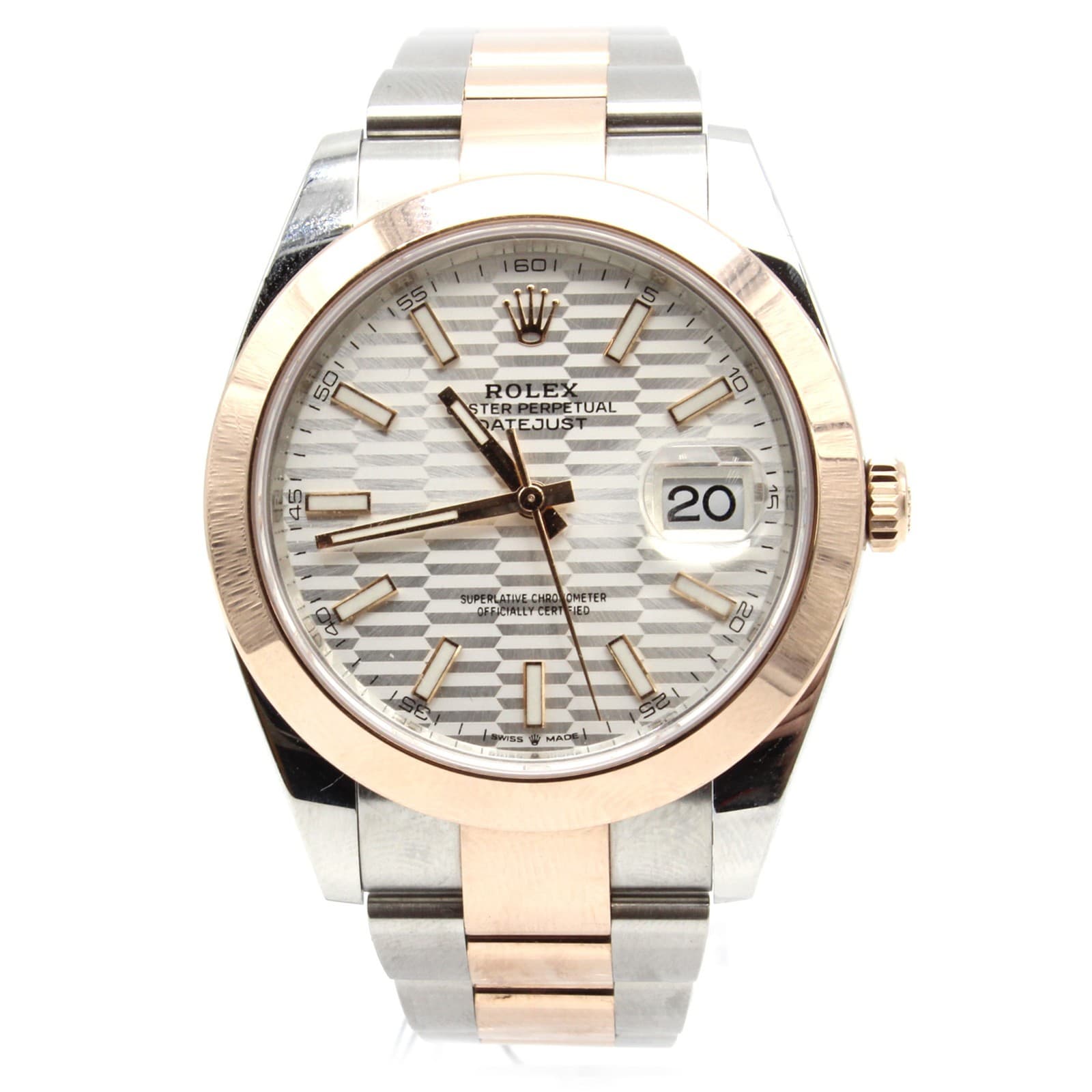 Rolex Datejust 41 Steel & Everose Gold Silver Fluted Motif Dial Men’s Watch 41mm
